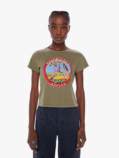 Mother The Cropped Itty Bitty Goodie Naked Hippies Tee Shirt In Green