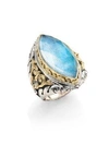 KONSTANTINO Chrysocolla, Clear Quartz, Sterling Silver & 18K Yellow Gold Marquise Ring