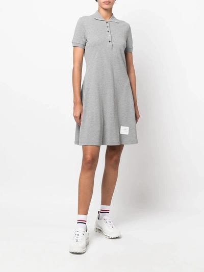 Thom Browne Pique Rib Gusset Tennis Dress In Grey