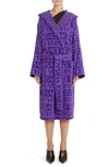 Versace Logo-print Hooded Robe In Purple