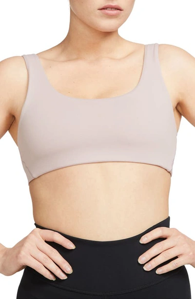 Nike Women's Alate All U Light-support Lightly Lined U-neck Sports Bra In Diffused Taupe/ White
