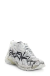 Balenciaga Off-white Runner Graffiti Sneakers In White/ Black