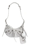 Balenciaga Extra Small Le Cagole Embellished Leather Shoulder Bag In Optic White