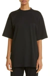 Balenciaga Oversized Distressed Printed Cotton-jersey T-shirt In Black/ White