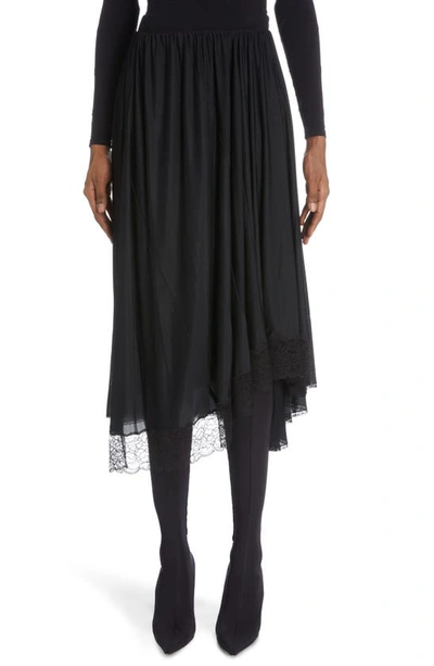 Balenciaga Lingerie Lace Midi Skirt In Black