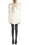 Balenciaga Long-sleeve Hooded Blouse In Creme