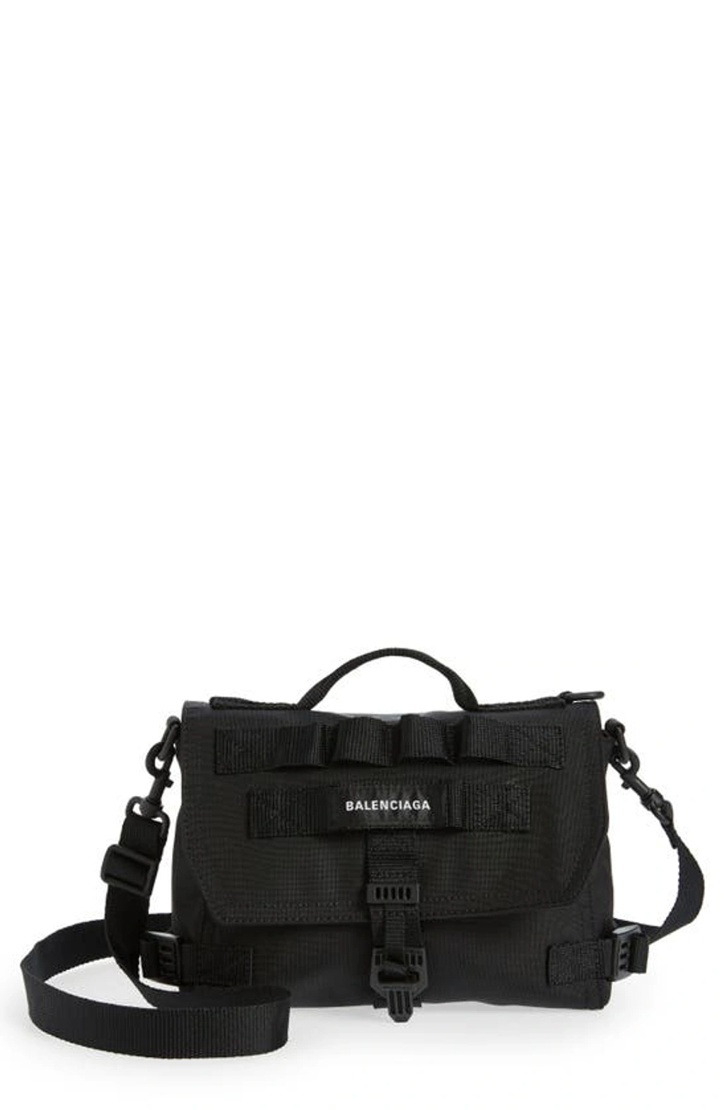 希少]伊製BALENCIAGAナイロン×パンチングレザーメッセンジャー