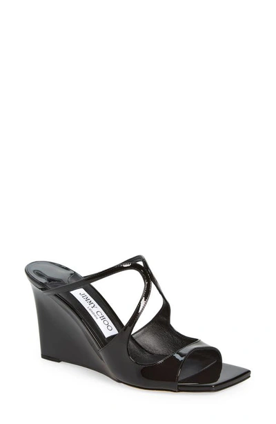 Jimmy Choo Anise Wedge Slide Sandal In Black