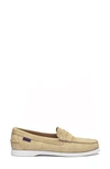 Sebago Dan Boat Roughout Penny Loafer In Beige Camel - Beige Taffy
