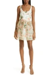 ALICE AND OLIVIA CHARA FLORAL TULLE SILK MINIDRESS