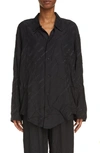 Balenciaga Woman Logo Strips Minimal Shirt In Black Silk Jacquard