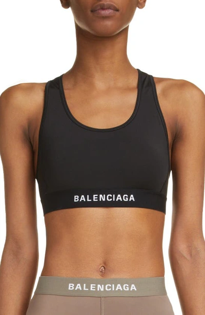 Balenciaga Logo Sports Bra In Black/white