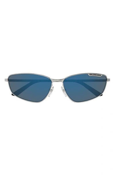 Balenciaga 60mm Oval Sunglasses In Ruthenium