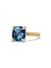 David Yurman Chatelaine Ring With Hampton Blue Topaz And Diamonds In 18k Gold
