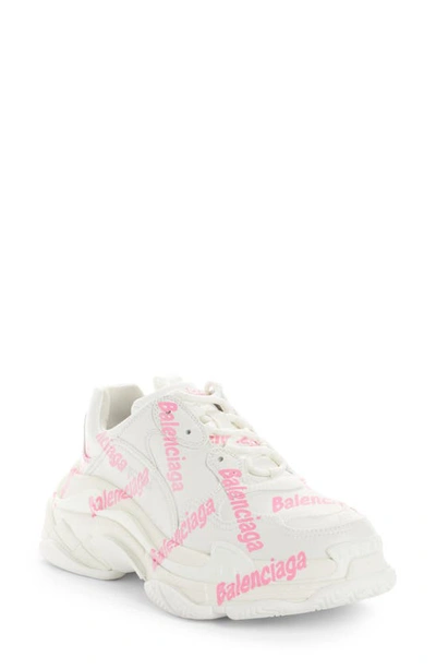 Balenciaga Triple S Logo-print Sneakers In White