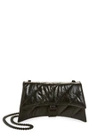 BALENCIAGA BALENCIAGA CRUSH QUILTED CRINKLE LEATHER WALLET ON A CHAIN