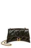 BALENCIAGA HOURGLASS QUILTED CRUSHED LEATHER WALLET ON A CHAIN