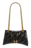 BALENCIAGA CRUSH QUILTED LEATHER SHOULDER BAG