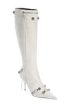 Balenciaga Cagole Knee High Boot In Dirty White