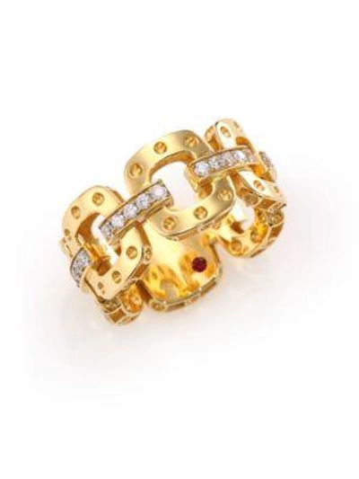 Roberto Coin 18k Yellow & White Gold Pois Moi Diamond Chain Link Statement Ring In White/gold