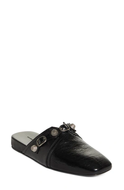Balenciaga Cosy Cagole Backless Leather Loafers In Black