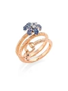 Gucci Flora Ring With Sapphires In White, Rose Gold