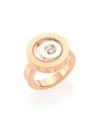 Chopard Happy Spirit 18k Rose & White Gold & Diamond Double Circle Ring In Rose Gold