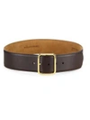 W. KLEINBERG Goldtone Leather Buckle Belt