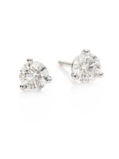 Hearts On Fire Women's Diamond & 18k White Gold Three-prong Stud Earrings