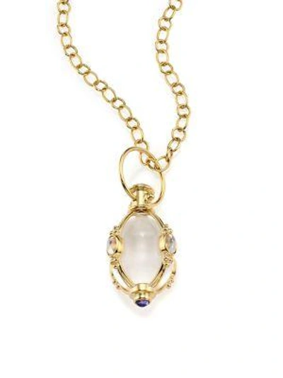 Temple St. Clair Classic Rock Crystal, Royal Blue Moonstone & 18k Yellow Gold Charm