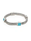 John Hardy WOMEN'S CLASSIC CHAIN TURQUOISE & STERLING SILVER FOUR-STATION MEDIUM BRACELET,0400093546935