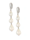 John Hardy Legends Naga 8-11MM White Baroque Pearl & Sterling Silver Dangle Drop Earrings
