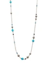 John Hardy Dot Turquoise, Swiss Blue Topaz, Black Sapphire & Sterling Silver Sautoir Station Necklace