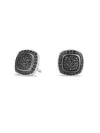 David Yurman Albion Earrings With Black Diamonds, 7mm In Black/silver