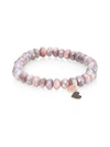 SYDNEY EVAN Double Heart Diamond, Moonstone & 14K Rose Gold Beaded Stretch Bracelet