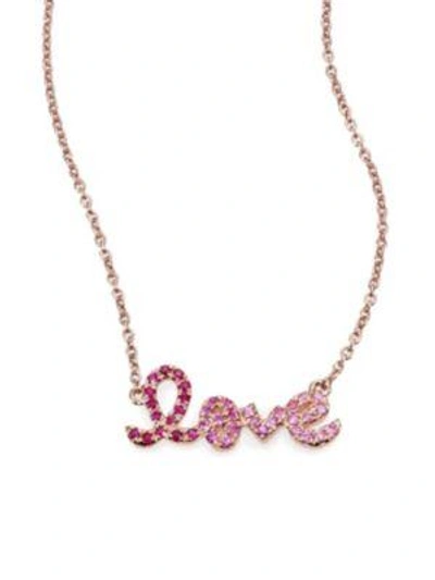 Sydney Evan Women's Love Ombré Ruby, Multicolor Sapphire & 14k Rose Gold Pendant Necklace In Rose Gold Pink