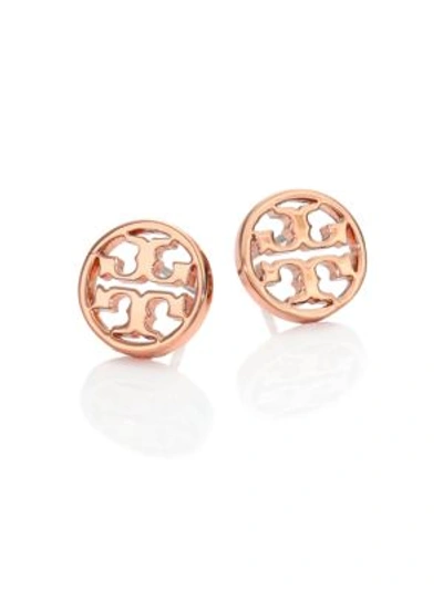 Tory Burch Logo Circle Earrings - 金属色 In Rose Gold