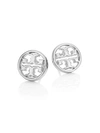 Tory Burch Logo Circle Stud Earrings In Silver