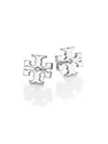 Tory Burch Kira T Monogram Stud Earrings In Silver