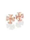 TORY BURCH WOMEN'S ROSE GOLDTONE LOGO STUD EARRINGS,400089528892