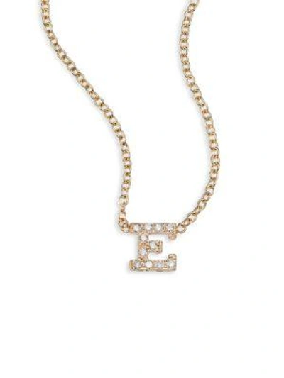 Zoë Chicco Pavé Diamond & 14k Yellow Gold Initial Pendant Necklace In E