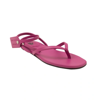 Off-white Pink Zip Tie Flat Sandals