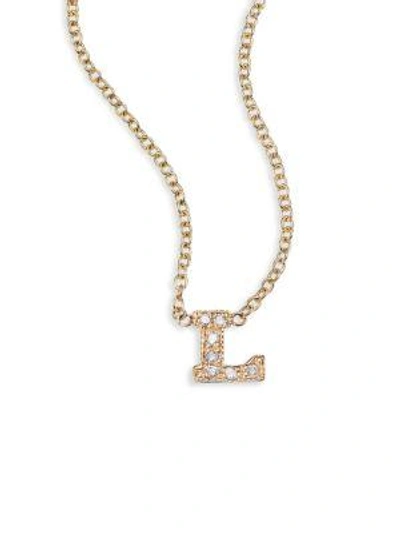 Zoë Chicco Pavé Diamond & 14k Yellow Gold Initial Pendant Necklace In L