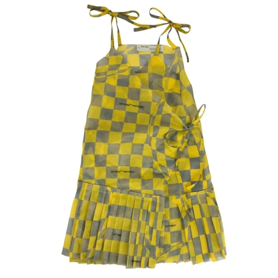 Off-white Yellow Check Asymmetric Dress