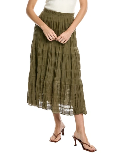 Max Studio Textured Midi Skirt In Army