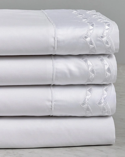 Maurizio Italy Double Scallop Sheet Set In White