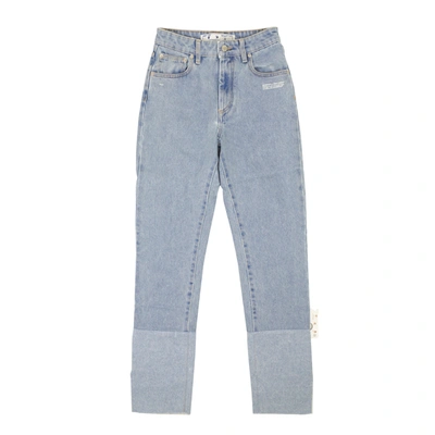 Off-white Blue Two Tone Straight Jeans
