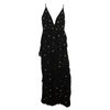 AMIRI WOMEN'S SILK STAR BEADED ASYMMETRIC LONG DRESS - BLACK