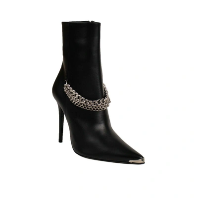 Amiri Women's Black Leather Western Chain Heel Boots