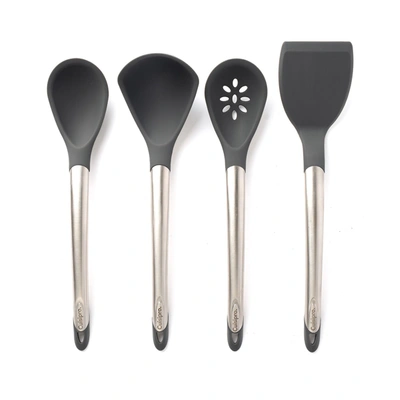 Cuisipro Silicone Kitchen Tool Set-ladle, Turner, Spoon & Slotted Spoon In Grey